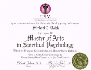 Master's in Spiritual Psychology, 2000
